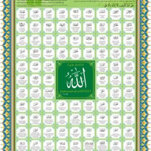 Poster : Les 99 Beaux Noms de Dieu (Asma Allah Al Housna) - arabe - français - phonétique