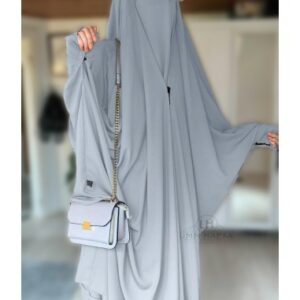 JILBEB 2 PIECES A CLIP "JUPE" UMM HAFSA BLEU GRIS