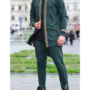 Veste Etniz avec son Sarouel, Ensemble vert Menara Qaba'il