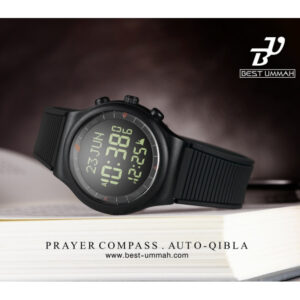 Alternative view of Montre prière Sport noire : horaire de prière
