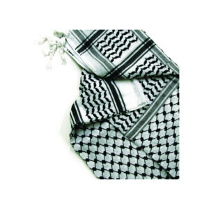 Alternative view of Keffieh palestinien AL BASSAM  noir et blanc -ARAFAT