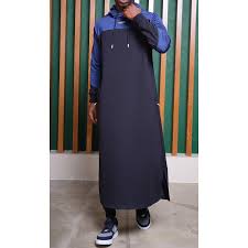 Qamis Long Delta Bi-Matière À Capuche